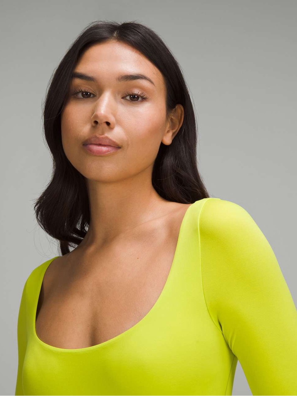 Lululemon Wundermost Ultra Soft Nulu Square Neck LS Bodysuit Lichen Lime Size M - Picture 3 of 13